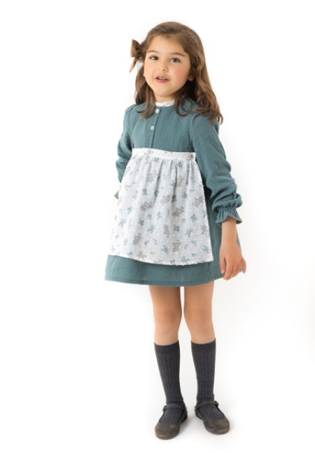 VESTIDO DELANTAL TOPITOS VERDE - OSAMORE