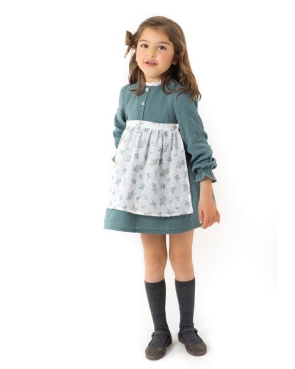 VESTIDO DELANTAL TOPITOS VERDE - OSAMORE