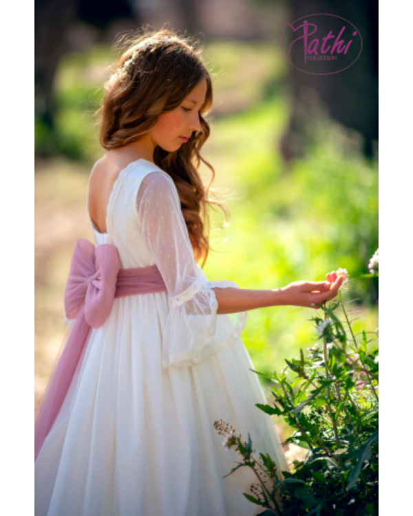 VESTIDO TUL BORDADO MEDIA MANGA - PATHI
