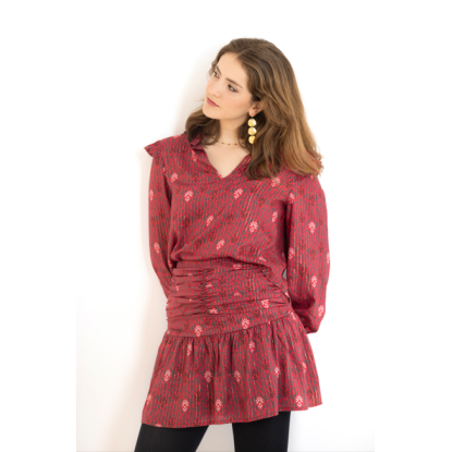 BLUSA VOLANTES GUINDA - OSAMORE