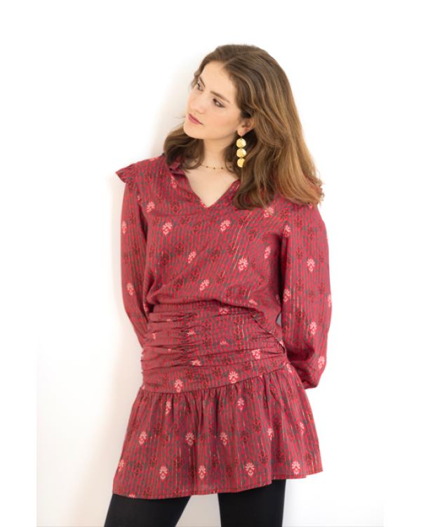 BLUSA VOLANTES GUINDA - OSAMORE