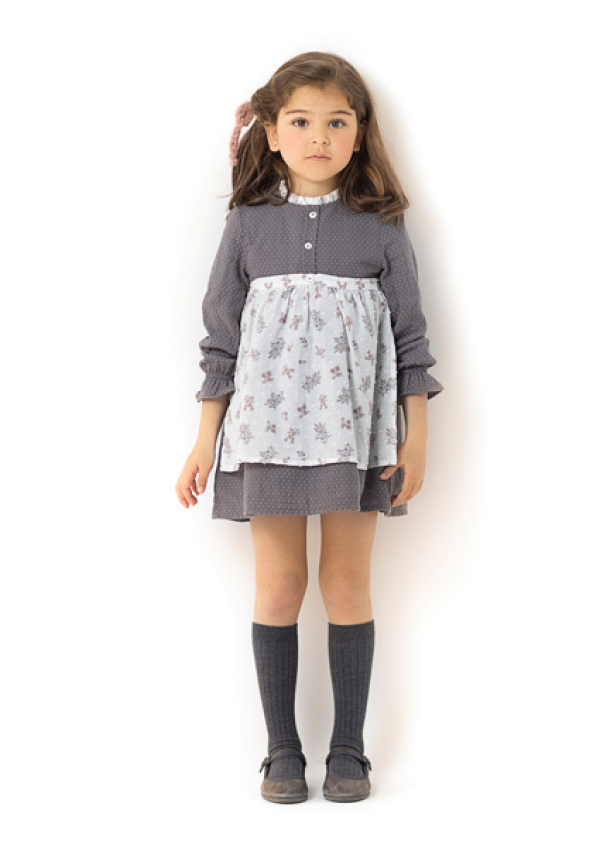VESTIDO DELANTAL TOPITOS PIEDRA - OSAMORE