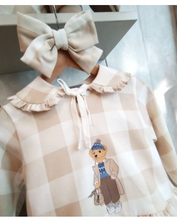 JESUSITO FELPA OSO CUADROS CAMEL - MON PETIT BONBON