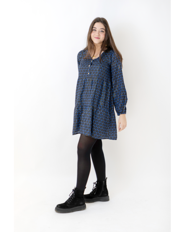 VESTIDO NEGRO ROMBO AZUL - OSAMORE