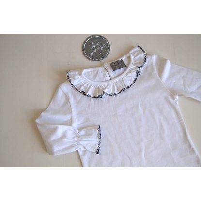 CAMISETA BLANCA REPULGO AZUL - MON PETIT BONBON