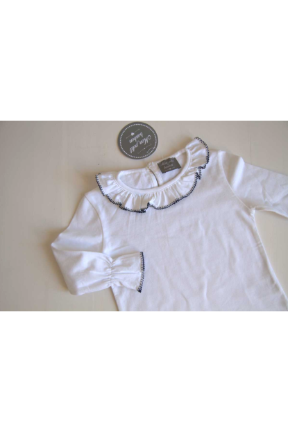 CAMISETA BLANCA REPULGO AZUL - MON PETIT BONBON