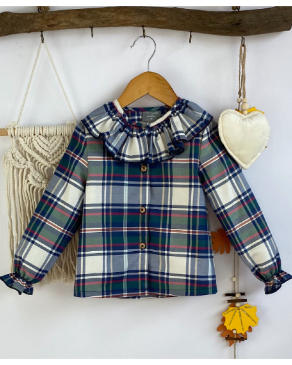 CAMISA CUADROS AZUL/VERDE - MON PETIT BONBON