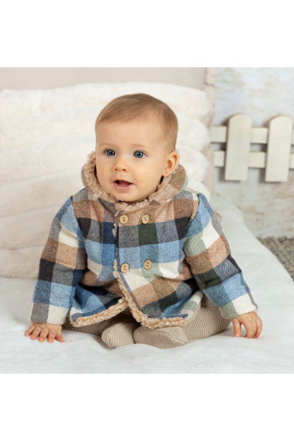 CHAQUETÓN CAPUCHA CUADROS - MEBI