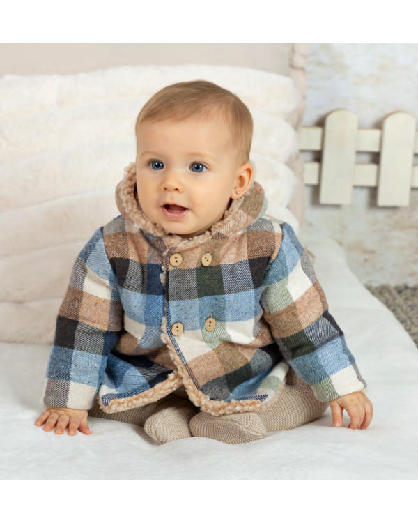 CHAQUETÓN CAPUCHA CUADROS - MEBI