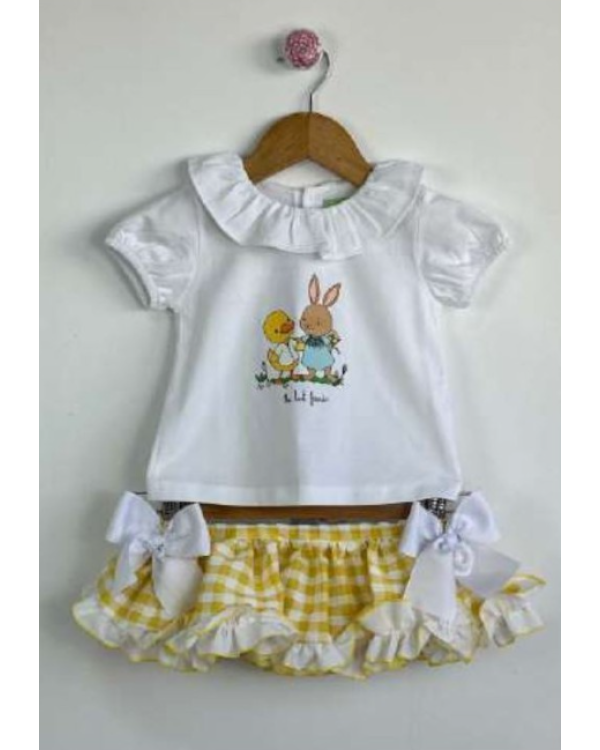 CAMISETA + BRAGUITA VICHY AMARILLO - PIO PIO