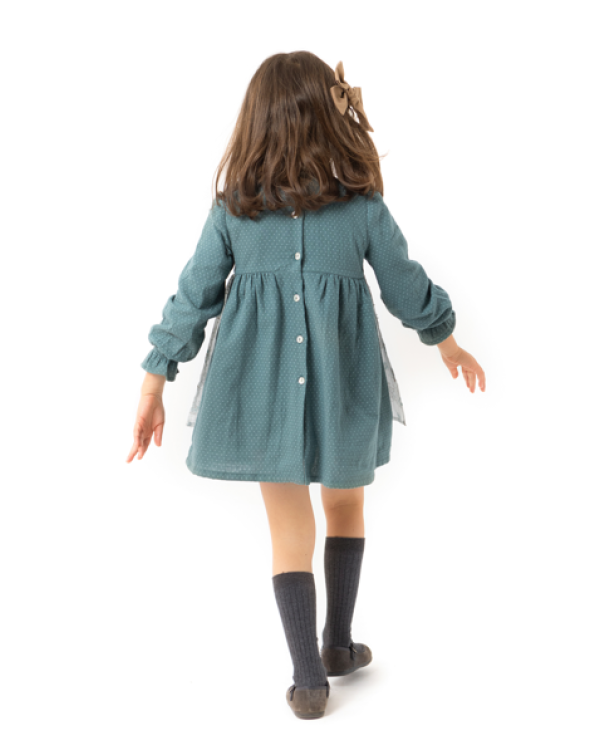 VESTIDO DELANTAL TOPITOS VERDE - OSAMORE