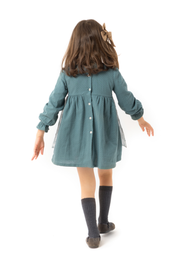 VESTIDO DELANTAL TOPITOS VERDE - OSAMORE