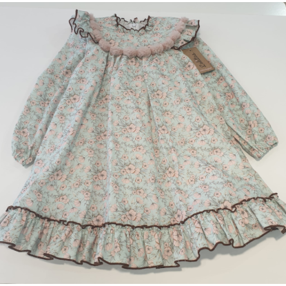 VESTIDO FLORES VERDE AGUA - LOLITTOS