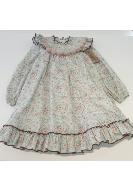 VESTIDO FLORES VERDE AGUA - LOLITTOS