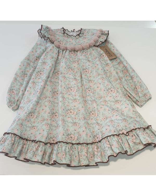 VESTIDO FLORES VERDE AGUA - LOLITTOS