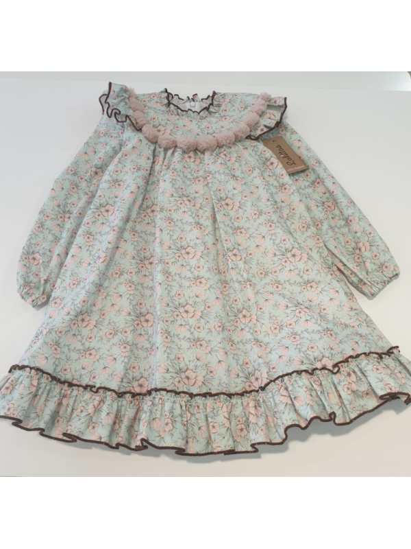 VESTIDO FLORES VERDE AGUA - LOLITTOS