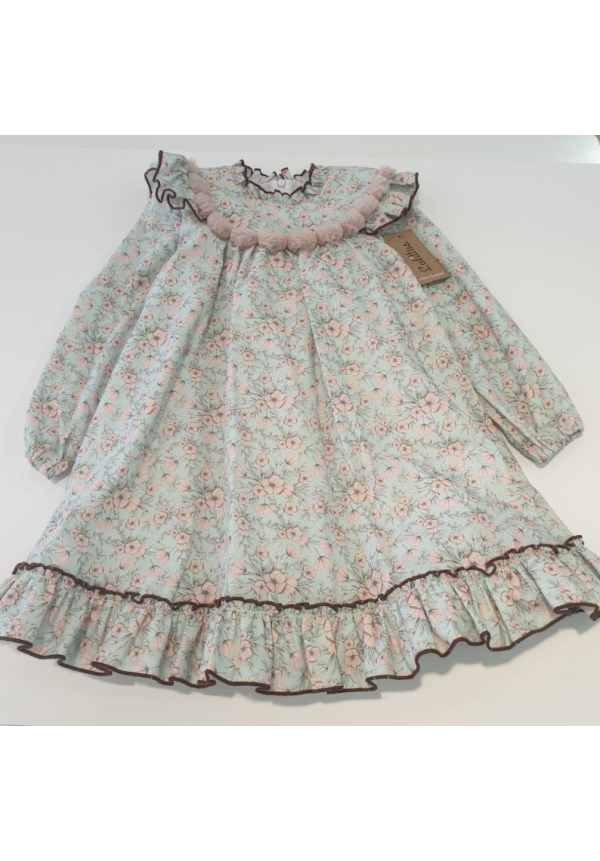 VESTIDO FLORES VERDE AGUA - LOLITTOS