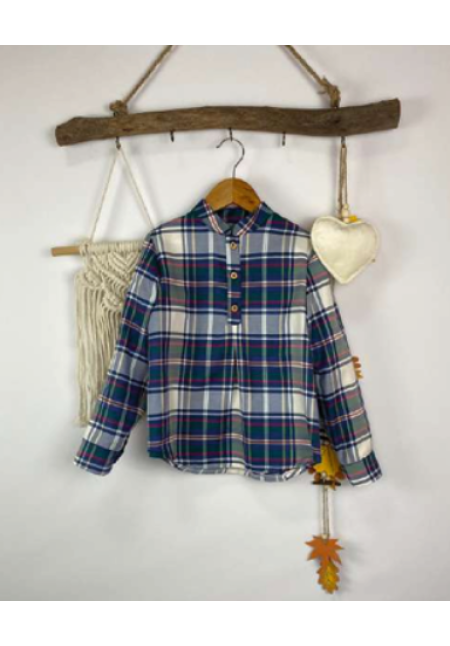 CAMISA CUADROS AZUL/VERDE - MON PETIT BONBON