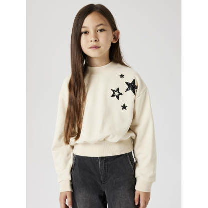 SUDADERA BEIG ESTRELLAS NEGRAS - NAME IT