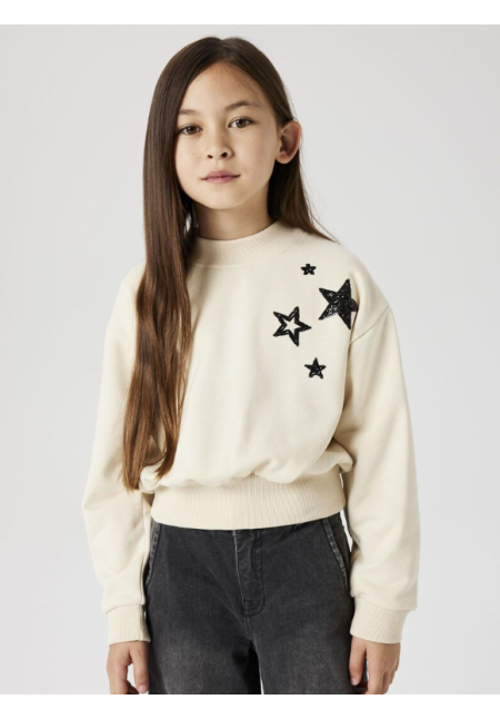 SUDADERA BEIG ESTRELLAS NEGRAS - NAME IT