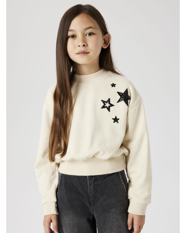 SUDADERA BEIG ESTRELLAS NEGRAS - NAME IT