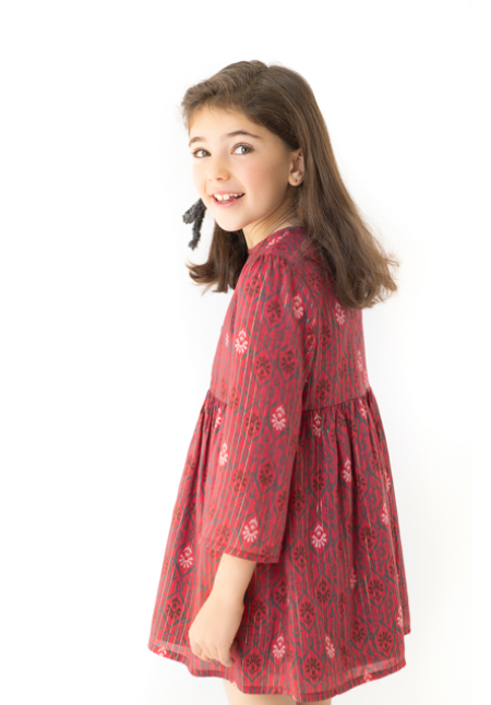 VESTIDO GUINDA RAYA LUREX - OSAMORE