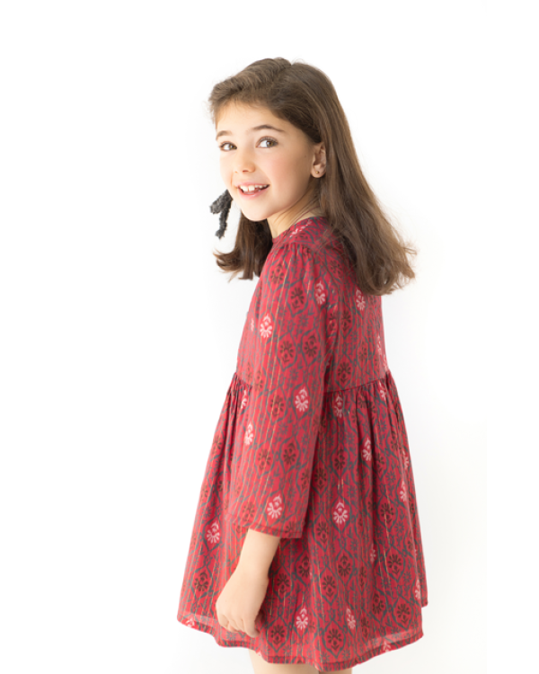 VESTIDO GUINDA RAYA LUREX - OSAMORE