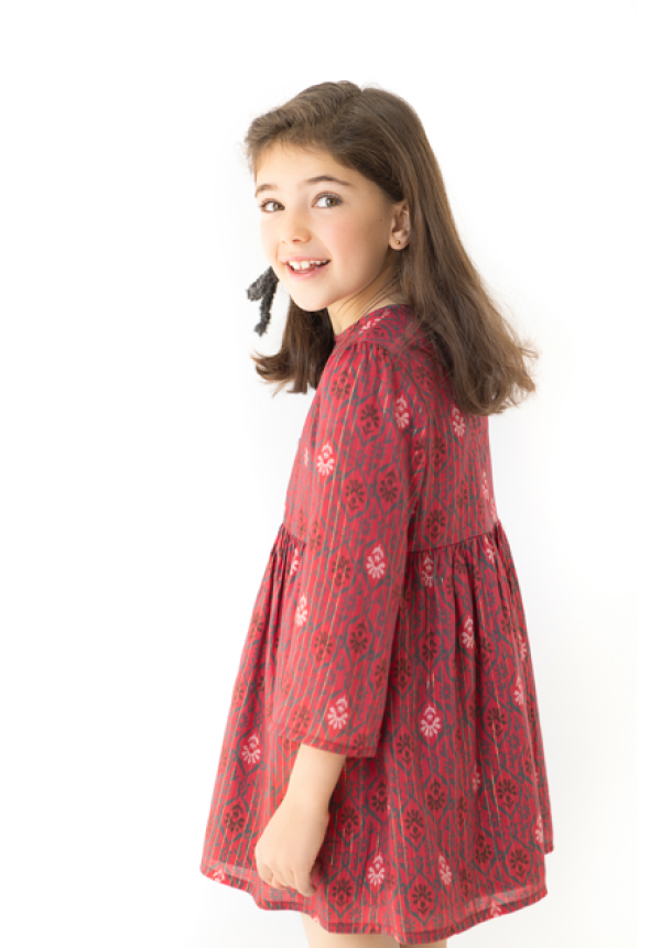 VESTIDO GUINDA RAYA LUREX - OSAMORE
