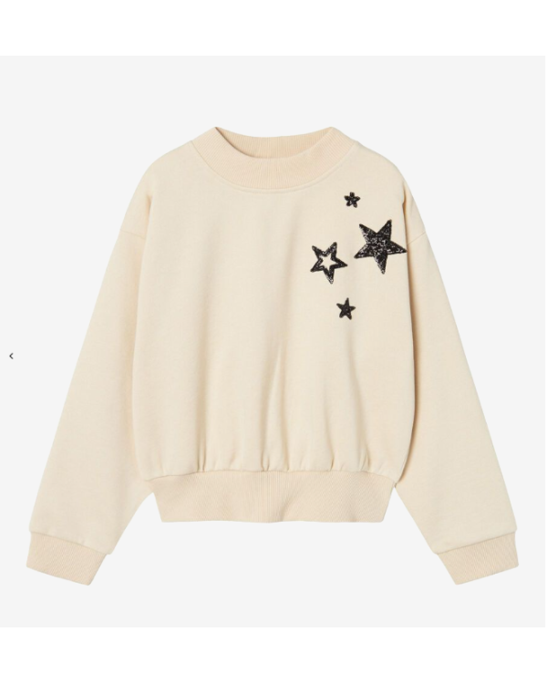 SUDADERA BEIG ESTRELLAS NEGRAS - NAME IT