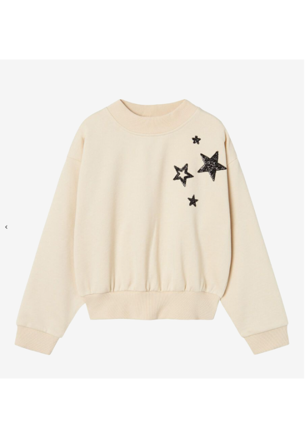 SUDADERA BEIG ESTRELLAS NEGRAS - NAME IT