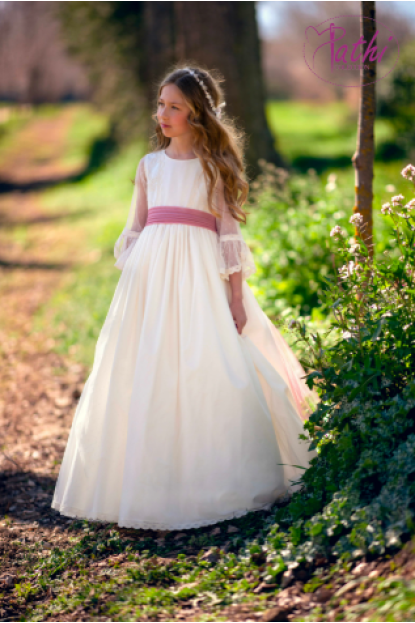 VESTIDO TUL BORDADO MEDIA MANGA - PATHI