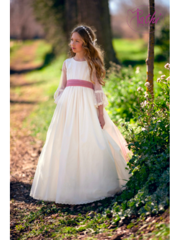 VESTIDO TUL BORDADO MEDIA MANGA - PATHI