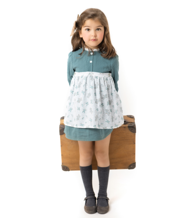 VESTIDO DELANTAL TOPITOS VERDE - OSAMORE