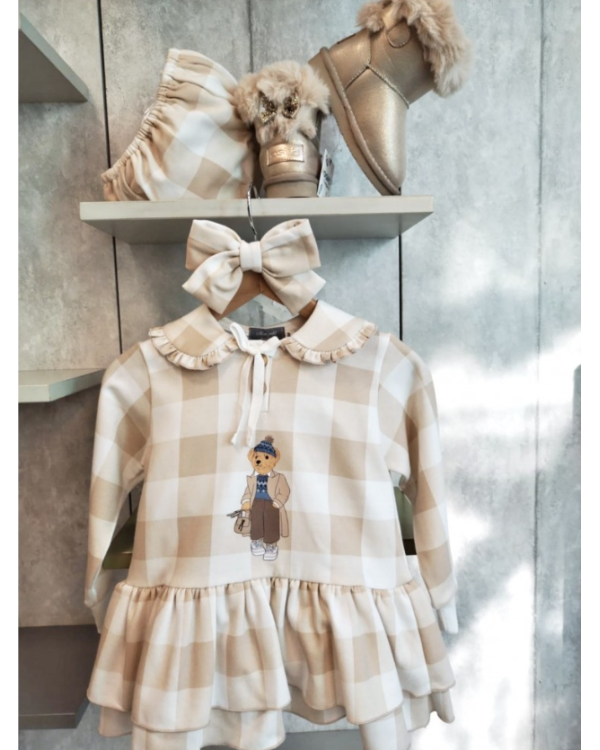 JESUSITO FELPA OSO CUADROS CAMEL - MON PETIT BONBON