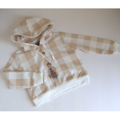 SUDADERA CUADROS CAMEL OSO - MON PETIT BONBON