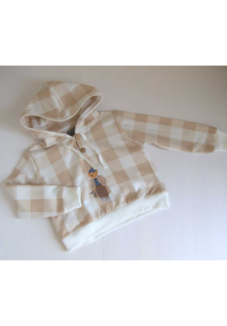 SUDADERA CUADROS CAMEL OSO - MON PETIT BONBON