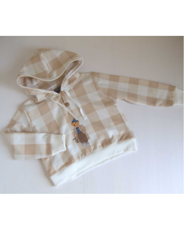 SUDADERA CUADROS CAMEL OSO - MON PETIT BONBON