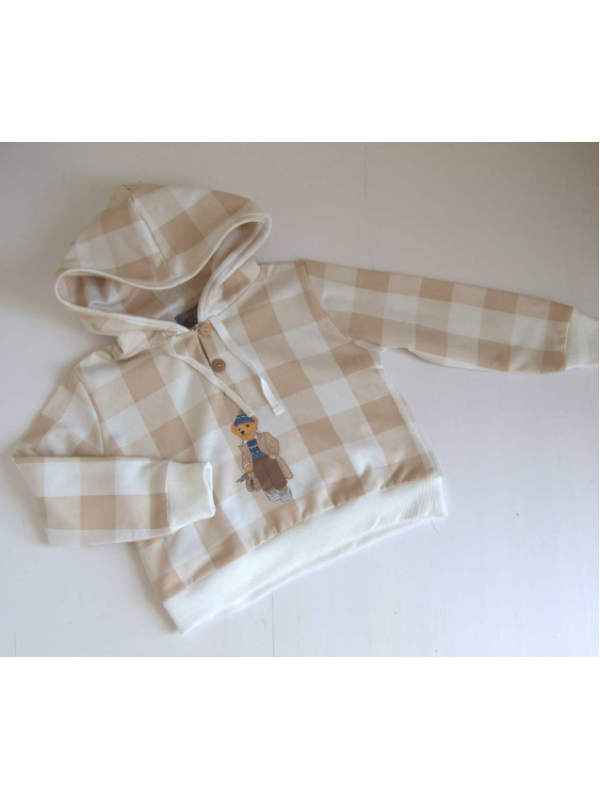 SUDADERA CUADROS CAMEL OSO - MON PETIT BONBON