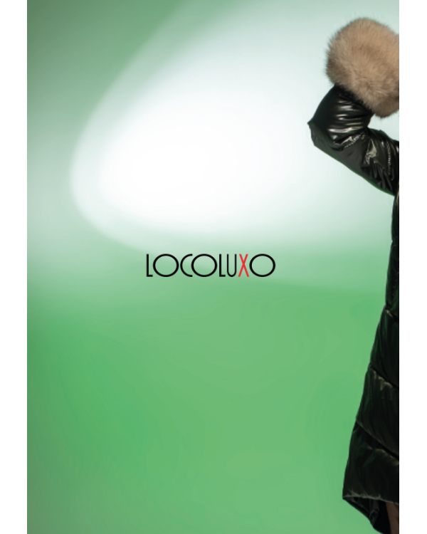 PLUMÓN LARGO VERDE BOTELLA, CUELLO PELO NATURAL ZORRO - LOCOLUXO