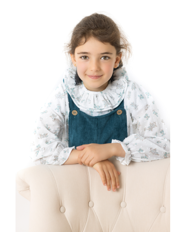 BLUSA CUELLO FLORECITAS VERDE - OSAMORE