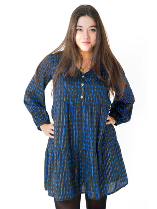 VESTIDO NEGRO ROMBO AZUL - OSAMORE