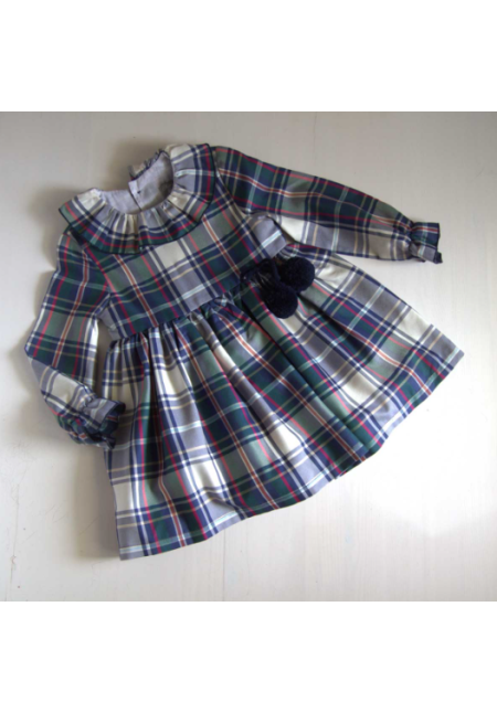 VESTIDO CUADROS AZUL/VERDE - MON PETIT BONBON