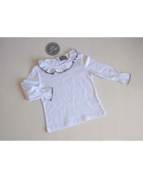 CAMISETA BLANCA REPULGO AZUL - MON PETIT BONBON