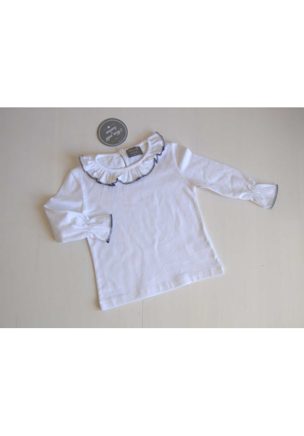 CAMISETA BLANCA REPULGO AZUL - MON PETIT BONBON