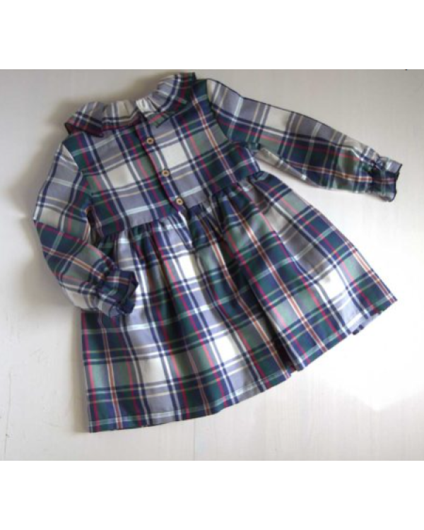 VESTIDO CUADROS AZUL/VERDE - MON PETIT BONBON