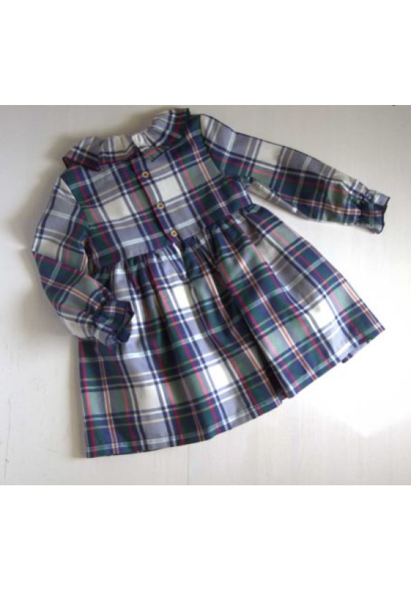 VESTIDO CUADROS AZUL/VERDE - MON PETIT BONBON