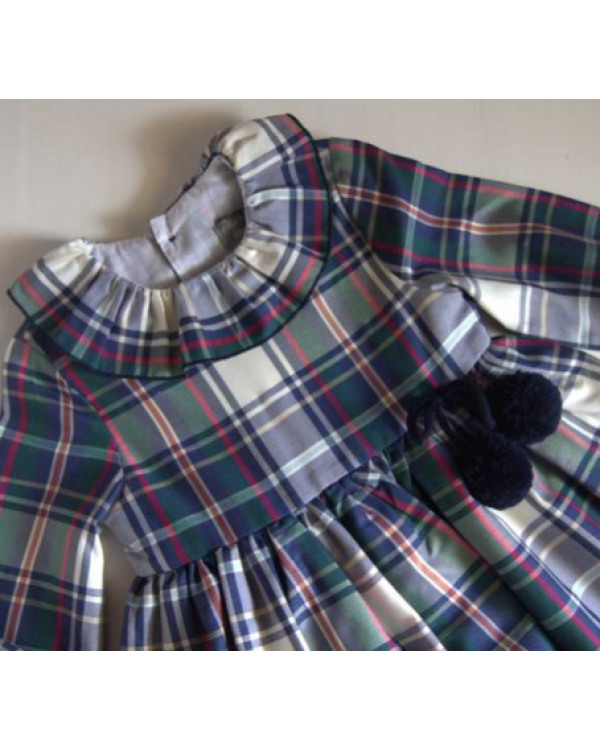 VESTIDO CUADROS AZUL/VERDE - MON PETIT BONBON