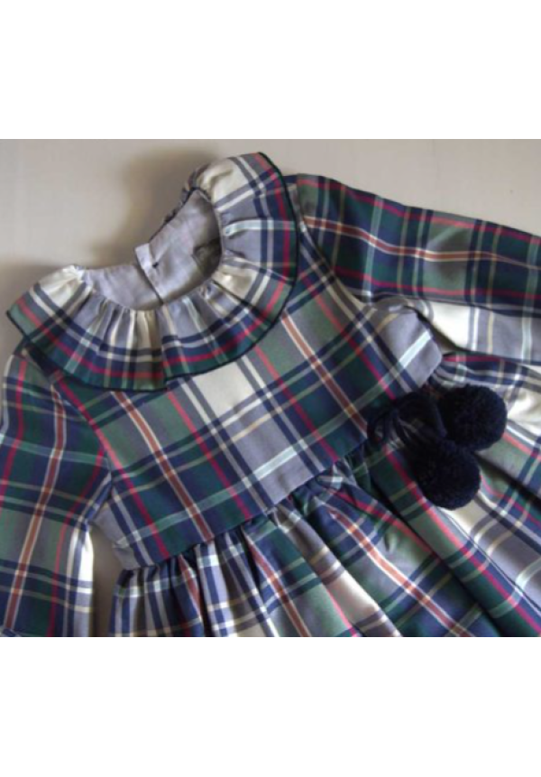 VESTIDO CUADROS AZUL/VERDE - MON PETIT BONBON