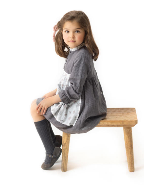 VESTIDO DELANTAL TOPITOS PIEDRA - OSAMORE