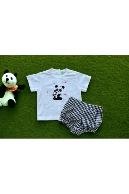 CAMISETA + BRAGA NIÑO VICHY NEGRO - PIO PIO